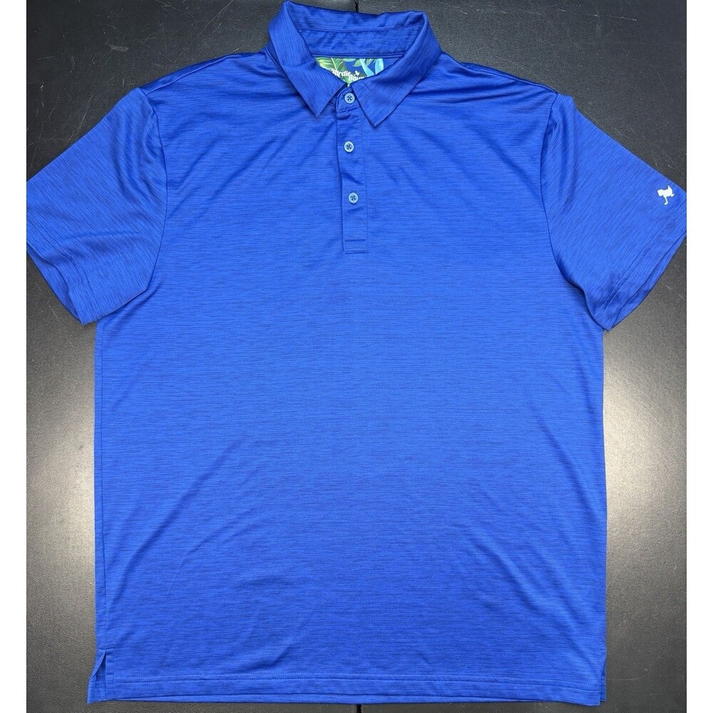 Birdie Bound Polo Shirt Men's Large Blue Golf Performance Stretch Short Sleeve